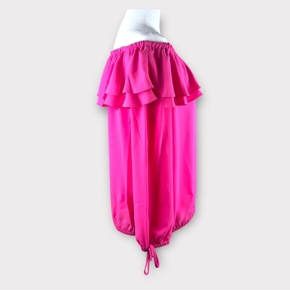 MICHAEL Michael Kors Off the Shoulder Hot Pink Peasant Blouse - Size Small - Picture 4 of 9